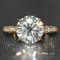 14K Yellow Gold Halo Engagement Diamond Ring